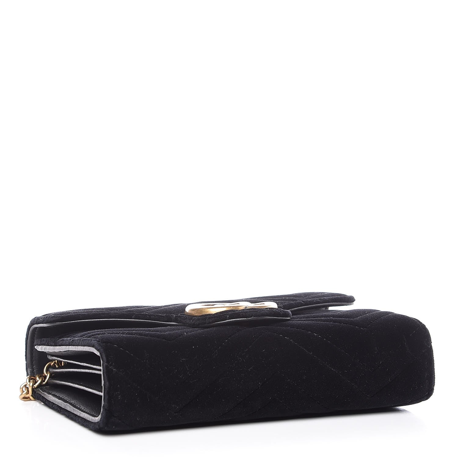 Gucci Velvet Matelasse GG Marmont Chain Wallet Black 4 of 8