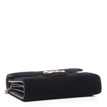 Gucci Velvet Matelasse GG Marmont Chain Wallet Black 4 of 8