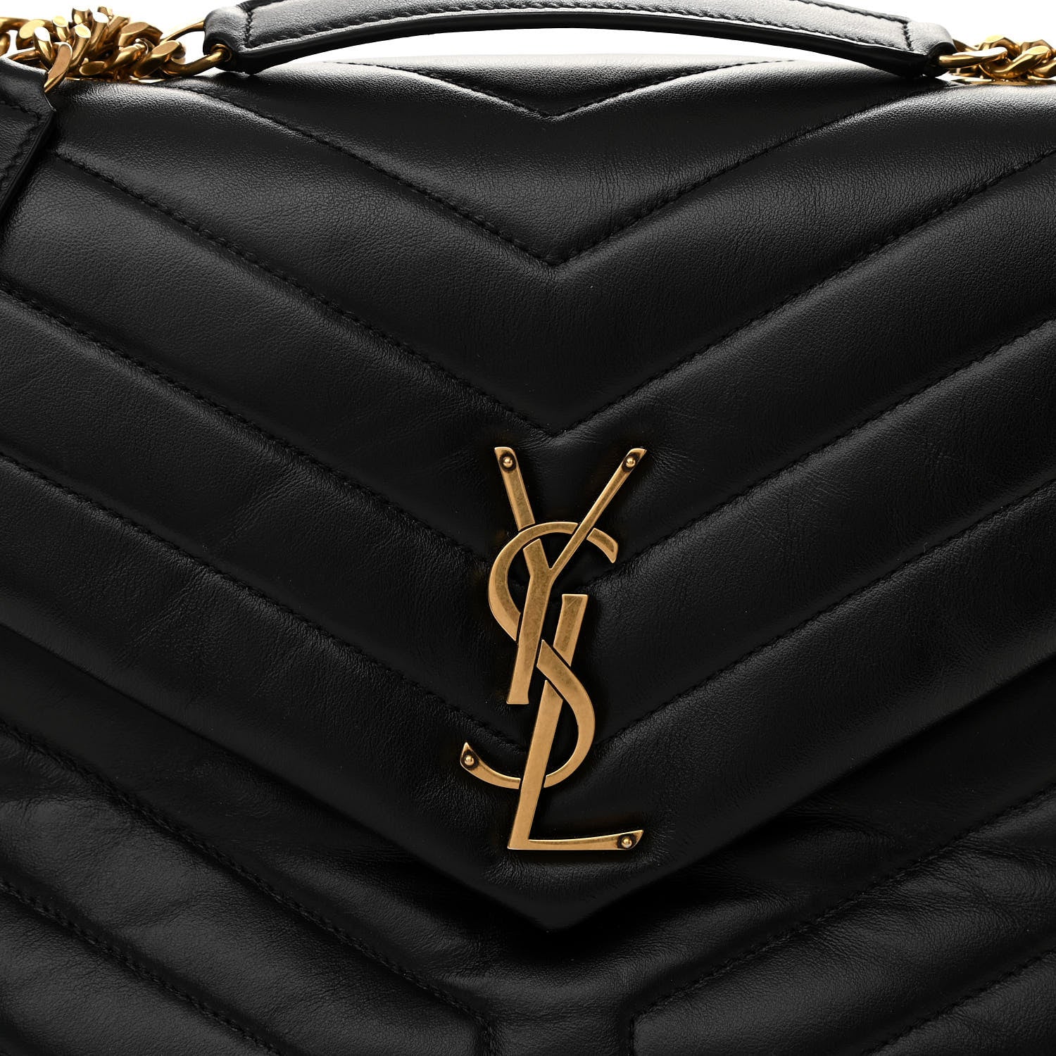 Saint Laurent Calfskin Y Quilted Monogram Medium Loulou Chain Satchel Black 8 of 10