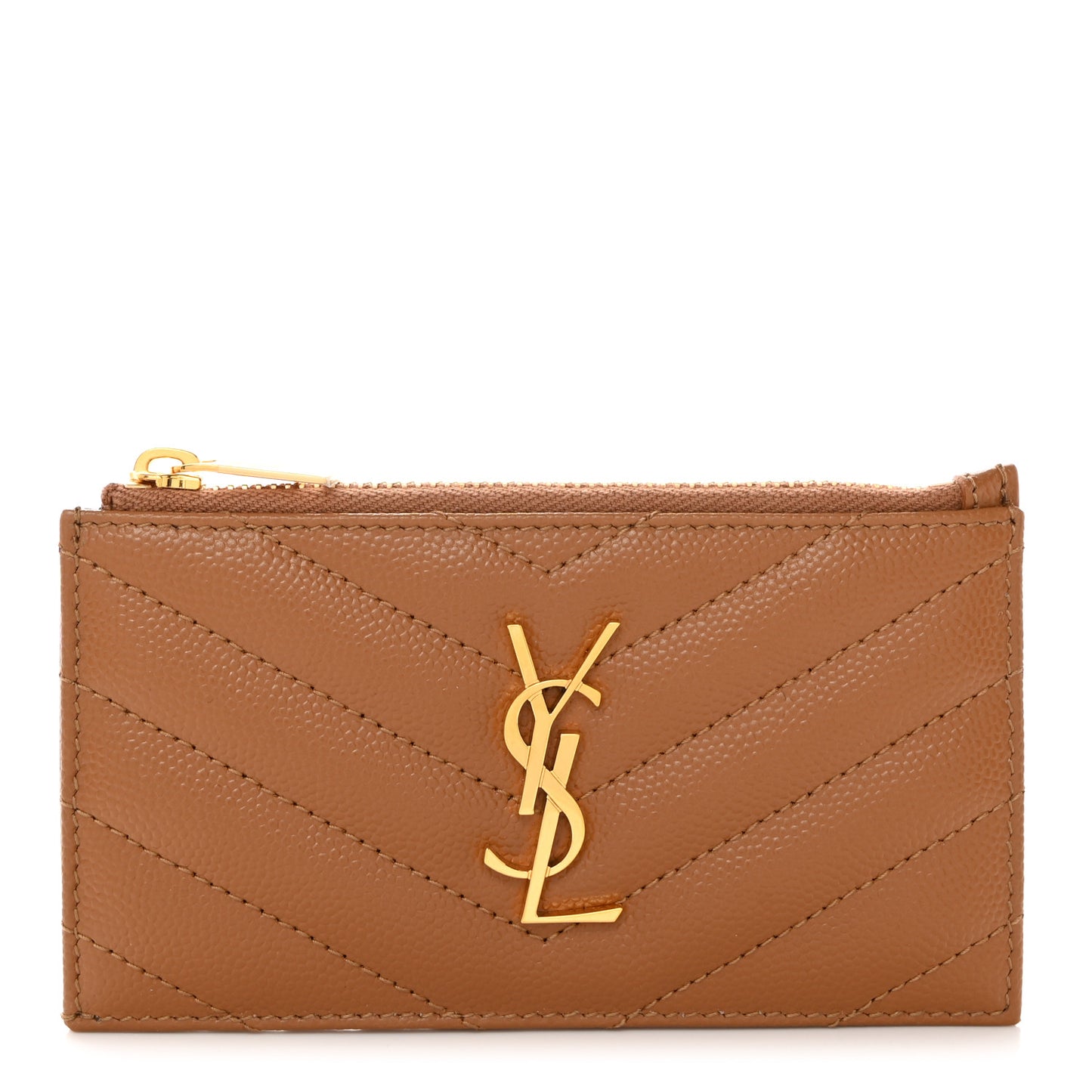 Grain De Poudre Matelasse Chevron Monogram Fragments Zippered Card Case