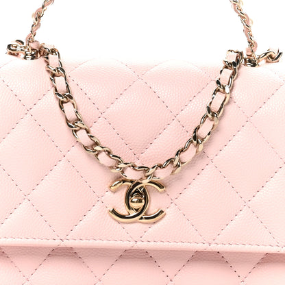 Chanel Lambskin Quilted Pearl Top Handle Clutch With Chain Light Pink 8 of 10