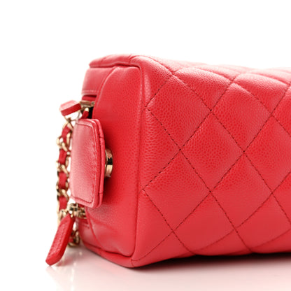 Chanel Caviar Quilted Toiletry Case With Chain Dark Pink 9 of 11