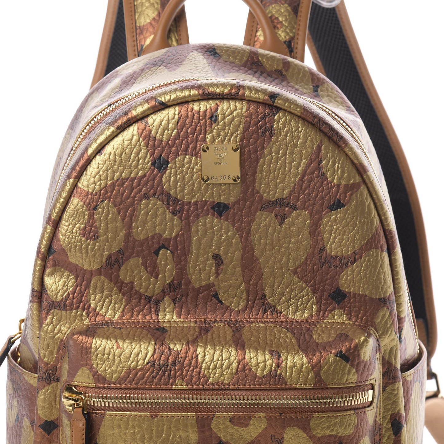 Metallic Visetos Leopard Print Small Stark Backpack Cognac