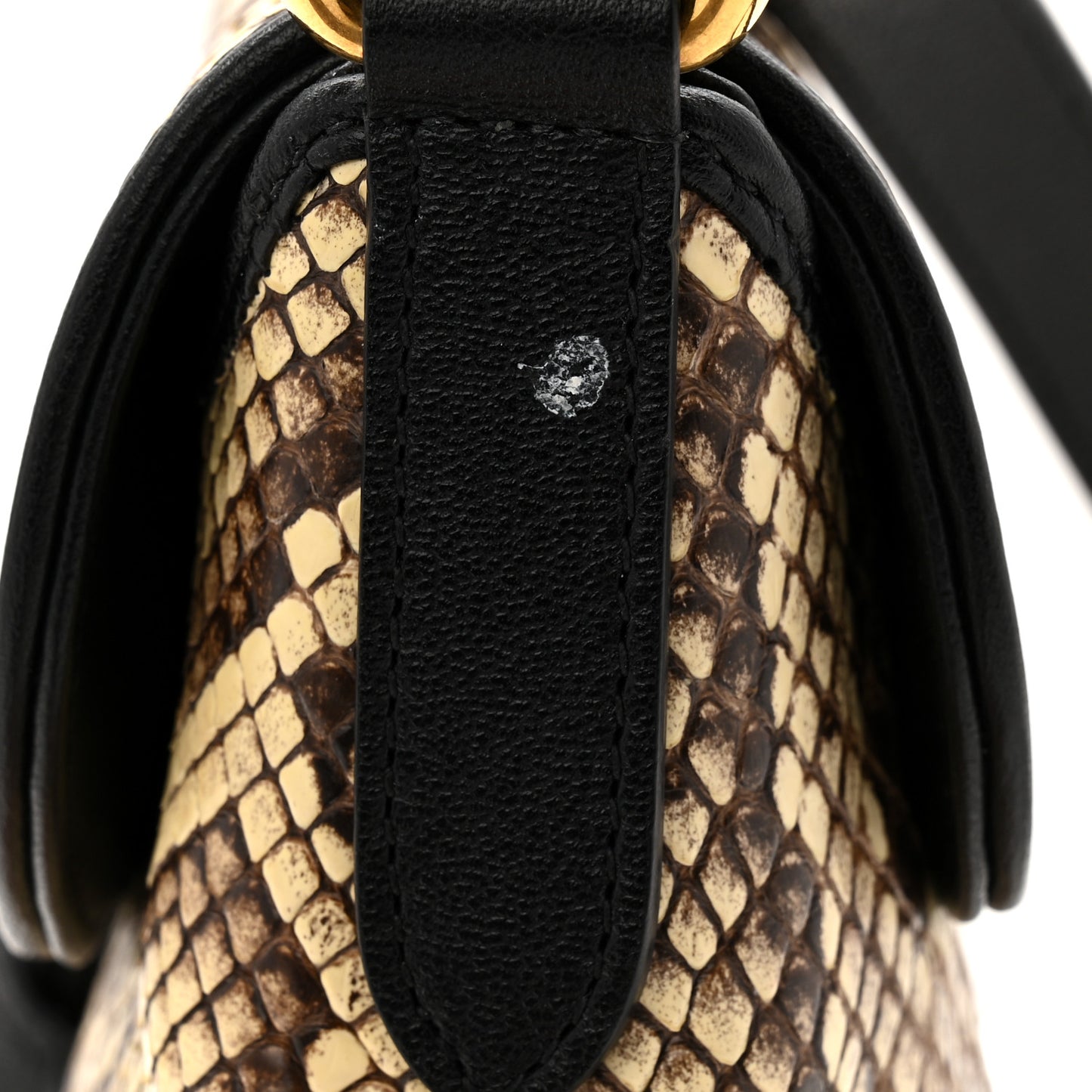 New Sakai Snakeskin Lux Medium Dahlia Messenger Shoulder Bag Beige Black