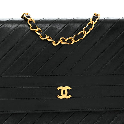 Chanel Lambskin Diagonal Quilted Small Single Flap Black 7 of 12