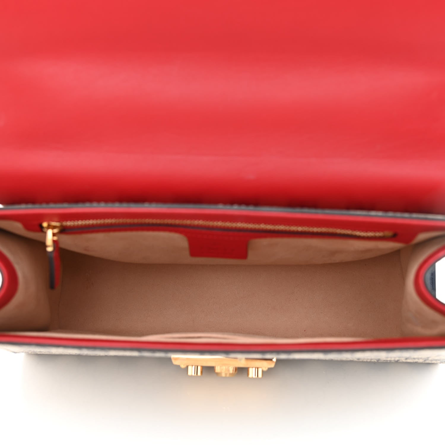 Gucci GG Supreme Monogram Calfskin Medium Padlock Shoulder Bag Beige Blue Hibiscus Red 5 of 11