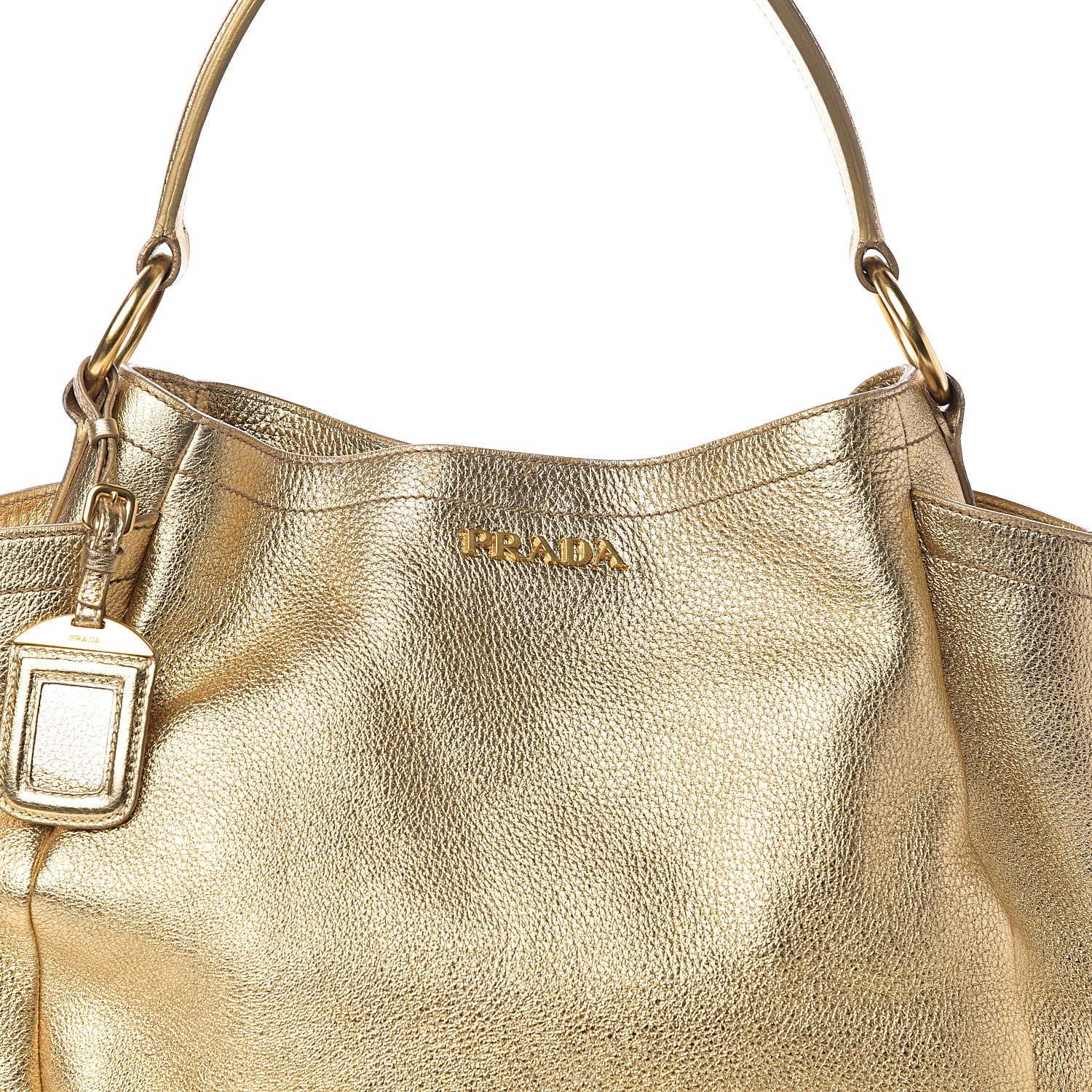 Prada Metallic Vitello Daino Side Pocket Hobo Platino 6 of 8