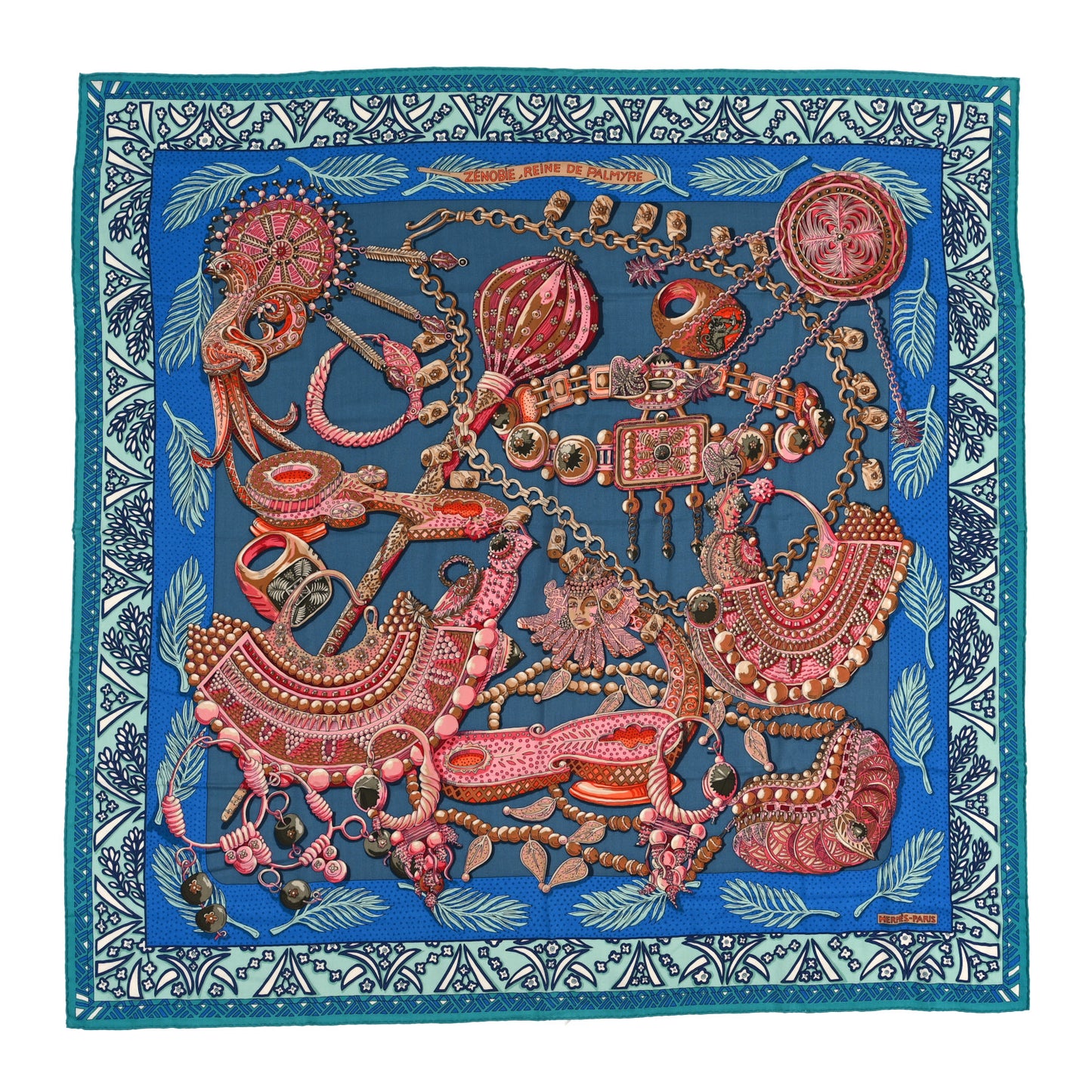 Cashmere Silk Zenobie Reine De Palmyre Shawl 140 Turquoise Turquoise Rose Gris Bleuete