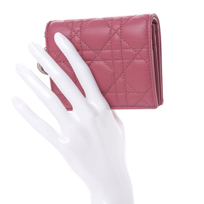 Christian Dior Lambskin Cannage Mini Lady Dior Wallet Pink 2 of 8