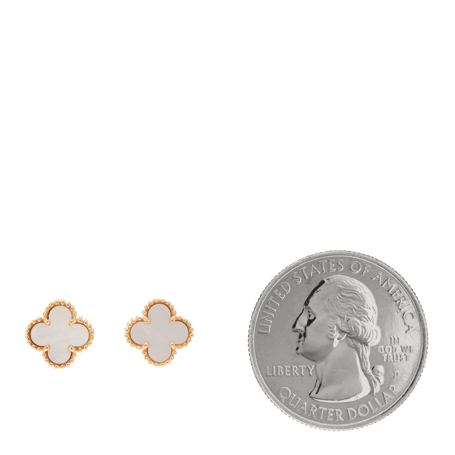 Van Cleef & Arpels 18K Yellow Gold Mother of Pearl Sweet Alhambra Earrings 2 of 6