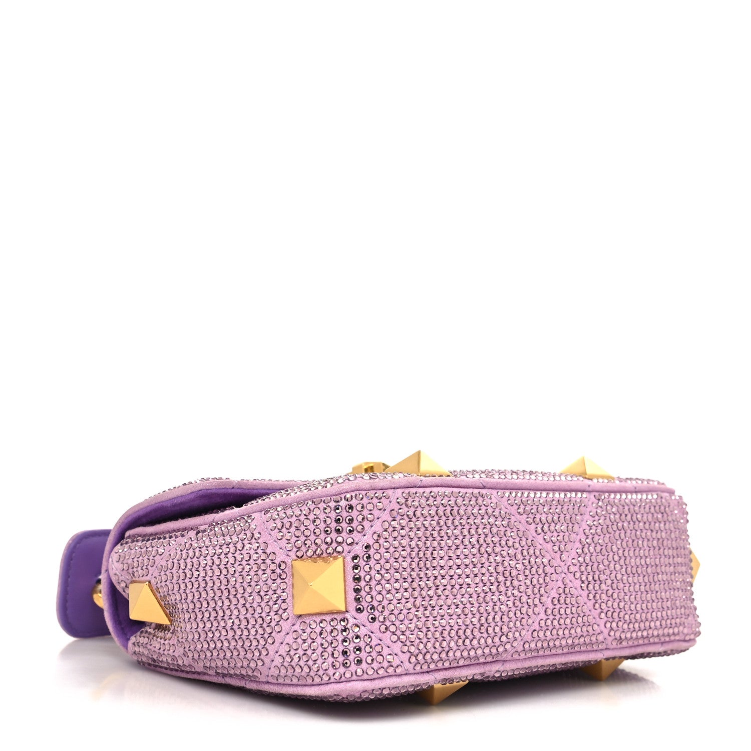Valentino Garavani Crystal Suede Small Roman Stud Shoulder Bag Light Amethyst Glicine 4 of 9