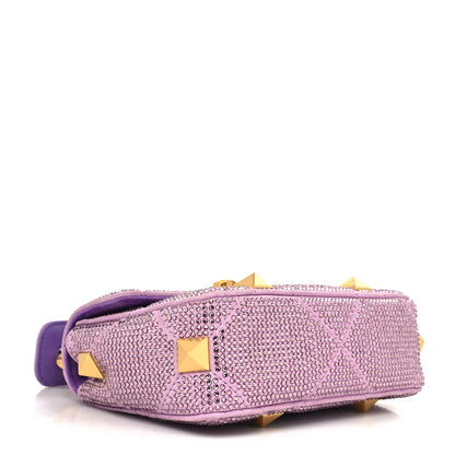Valentino Garavani Crystal Suede Small Roman Stud Shoulder Bag Light Amethyst Glicine 4 of 9