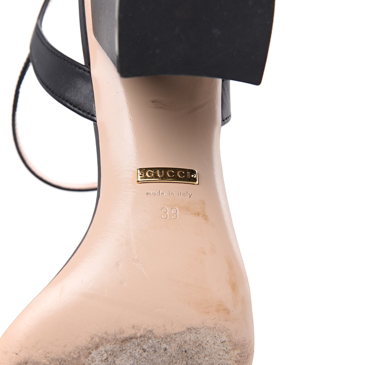 Lifford Calfskin GG Marmont Ankle Wrap 75mm Sandals 39 Black