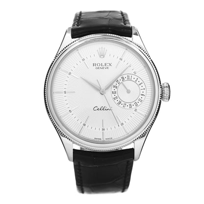 Rolex 18K White Gold Alligator 38mm Cellini Automatic Watch White 50519 1 of 5