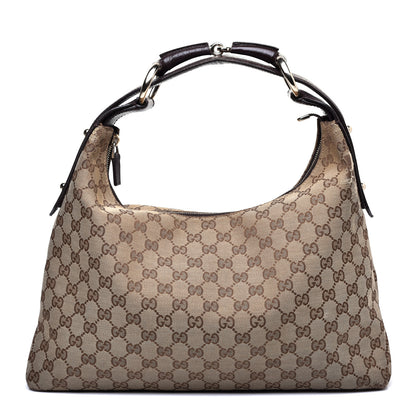 Gucci Monogram Medium Horsebit Chain Hobo Dark Brown 1 of 10