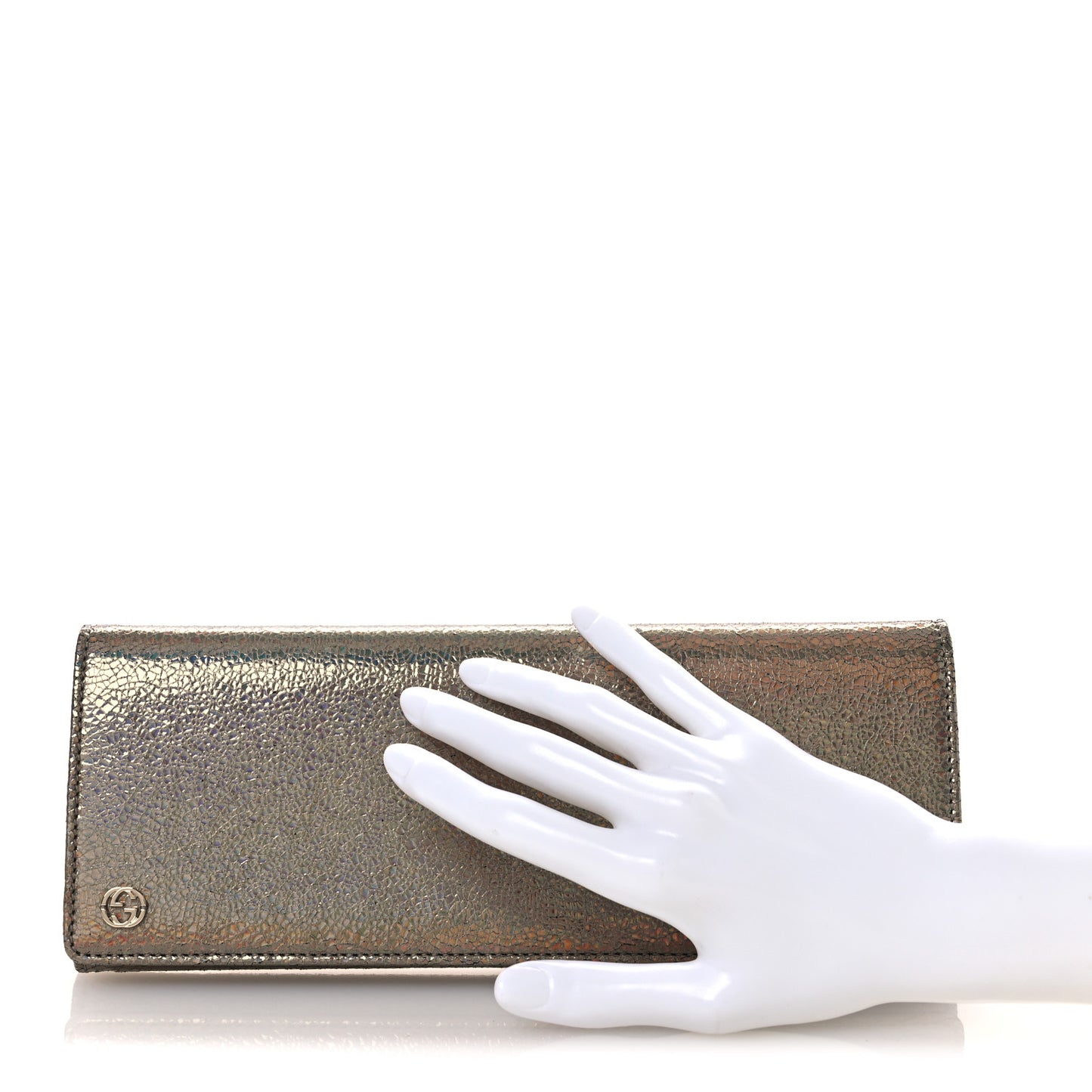 Metallic Crackled Calfskin Broadway Clutch Salmone