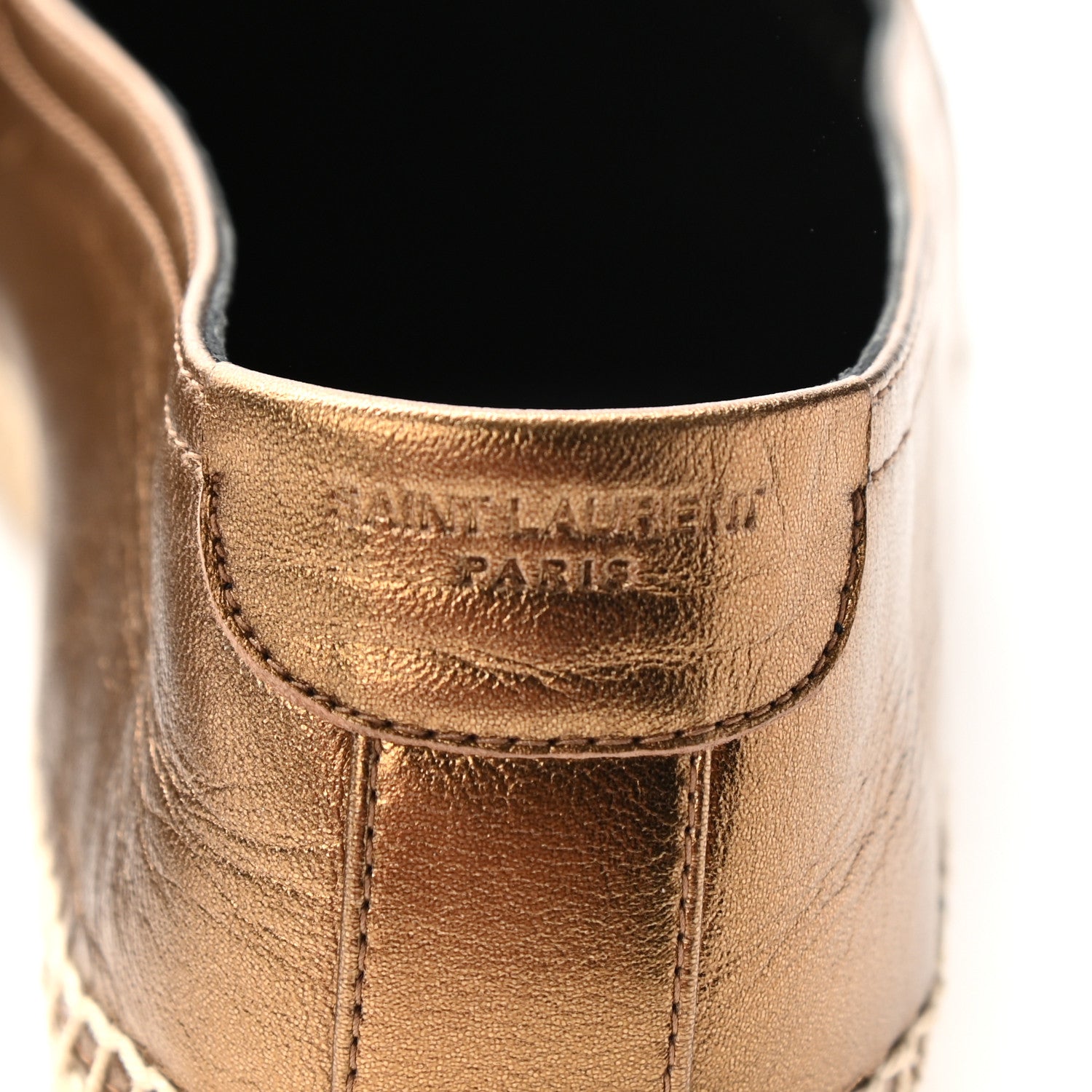 Saint Laurent Metallic Lambskin Monogram Espadrilles 36 Metal Carry 7 of 9