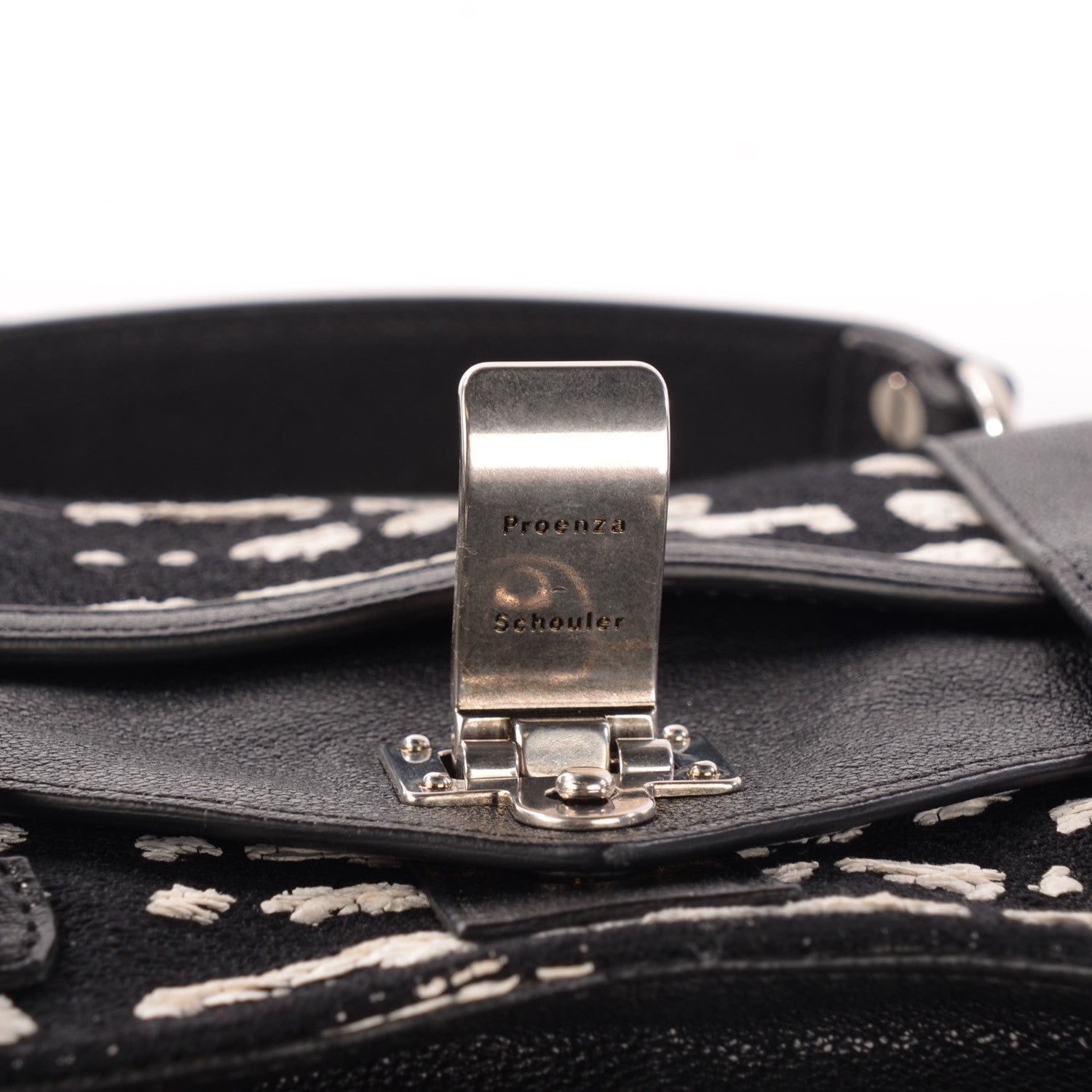 Proenza Schouler Jacquard Woodblock PS1 Tiny Satchel Black White 12 of 12