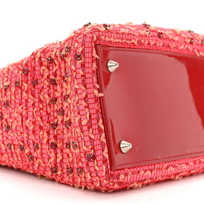 Christian Dior Tweed Fringe Rhinestone Medium Lady Dior Red 9 of 10