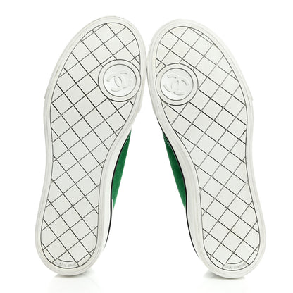 Chanel Suede Calfskin Lace Up Cap Toe Sneakers 39 Green 5 of 9