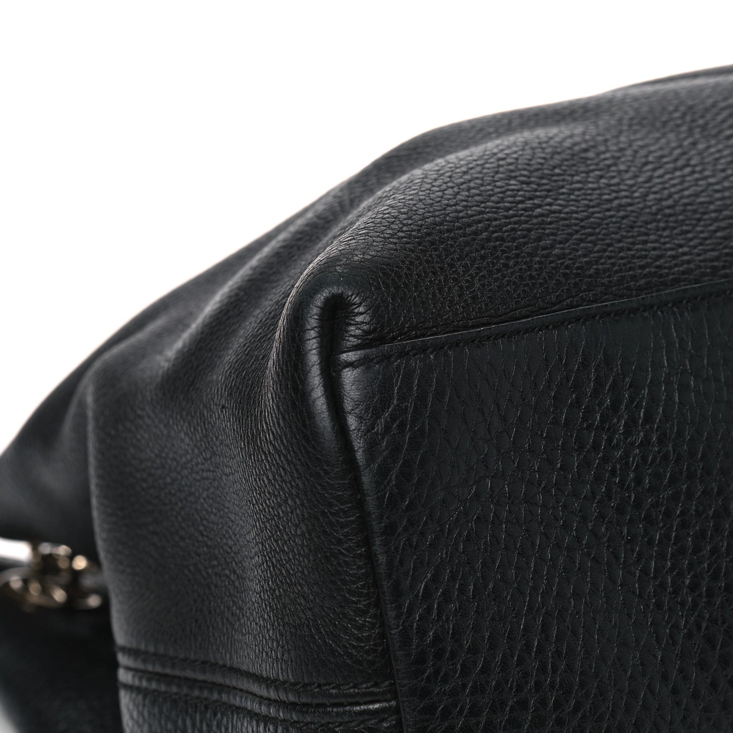 Pebbled Calfskin Medium Soho Chain Shoulder Bag Black