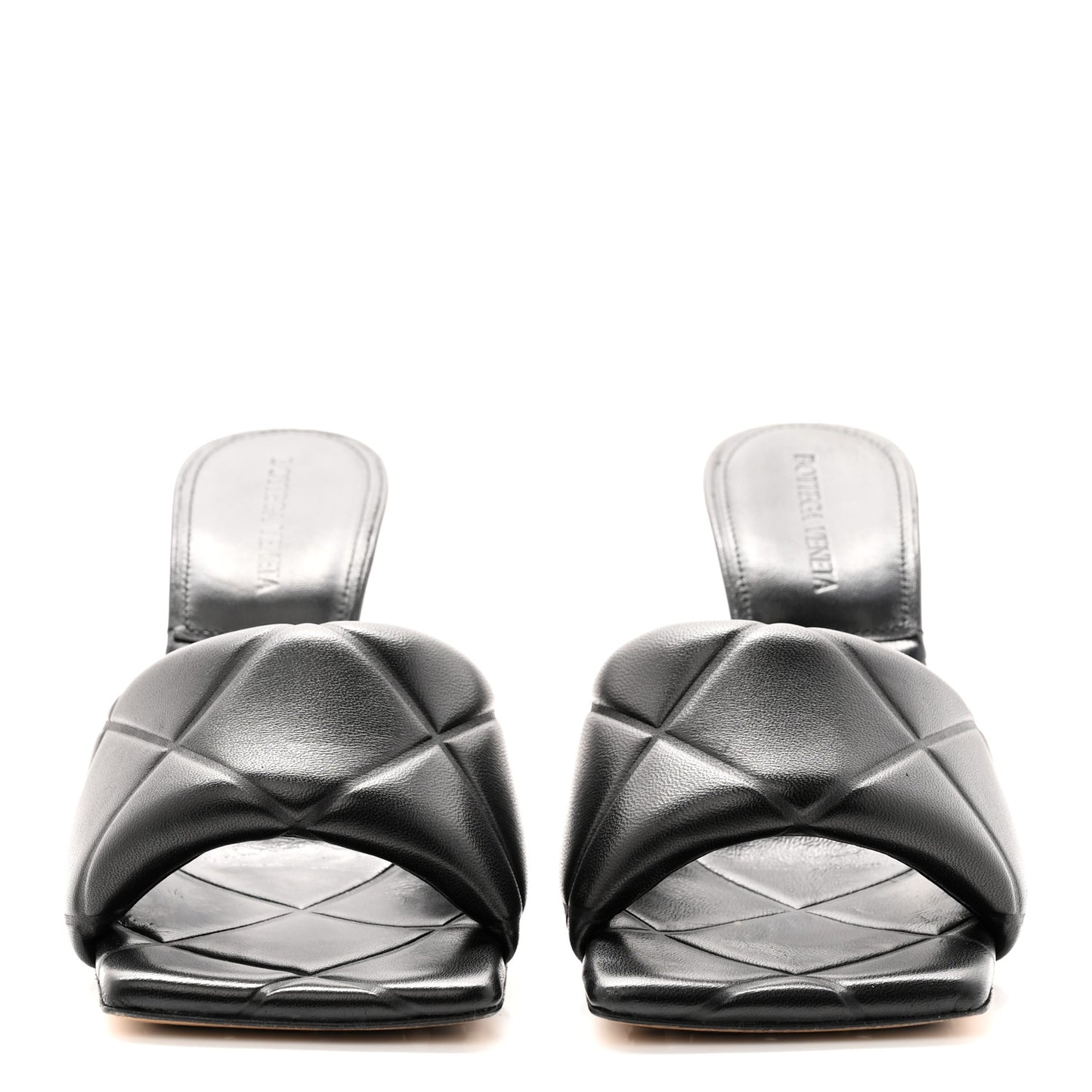 Nappa Quilted Rubber Lido Mule Sandals 38 Black