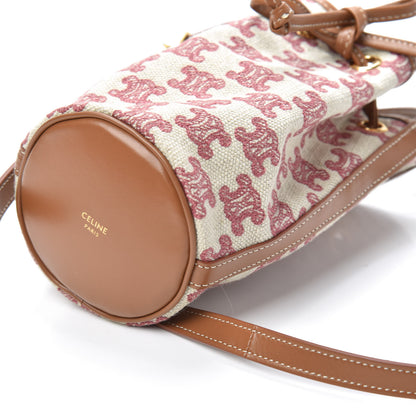 Celine Canvas Calfskin Triomphe Embroidered Bucket Bag Fox Red 9 of 9