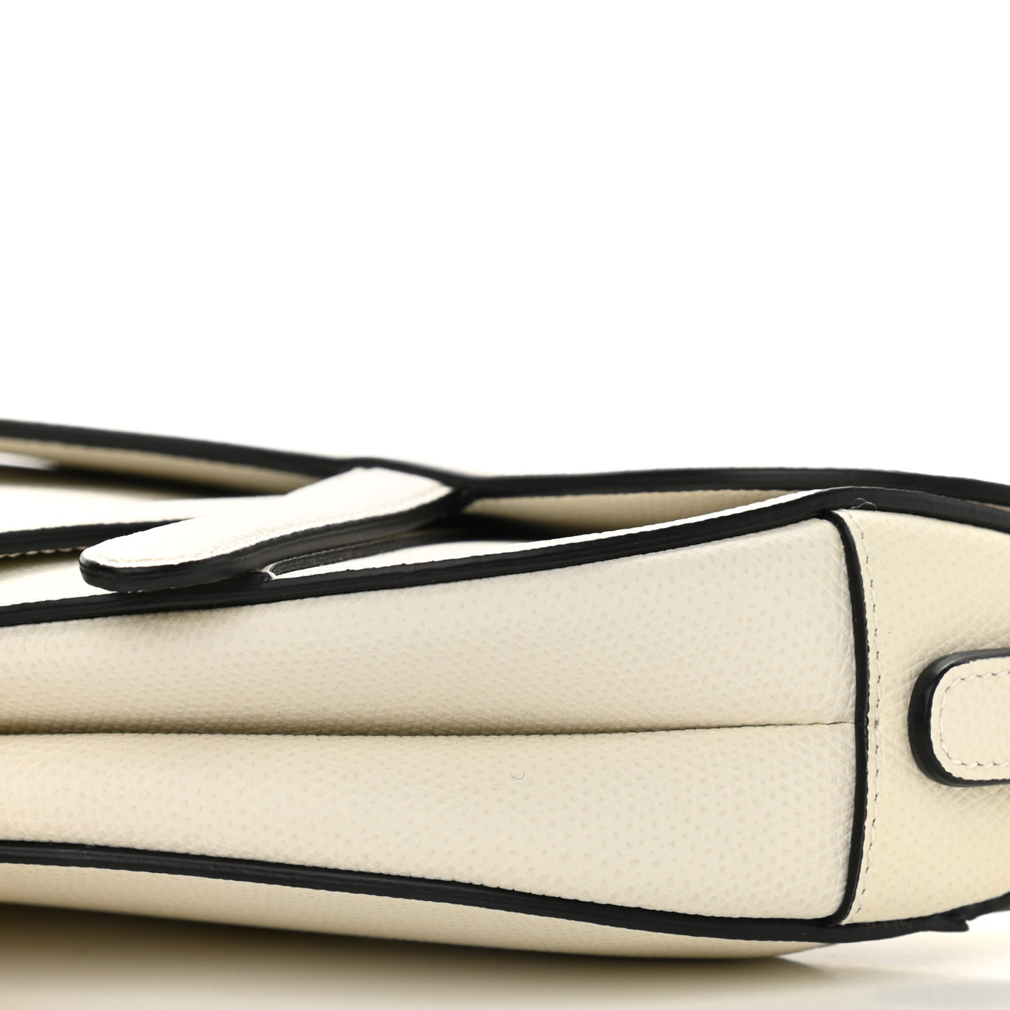 Grained Calfskin Mini Saddle Bag White