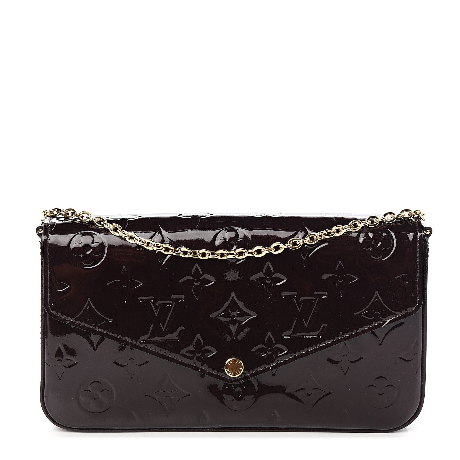 Louis Vuitton Vernis Pochette Felicie Chain Wallet Amarante 1 of 12