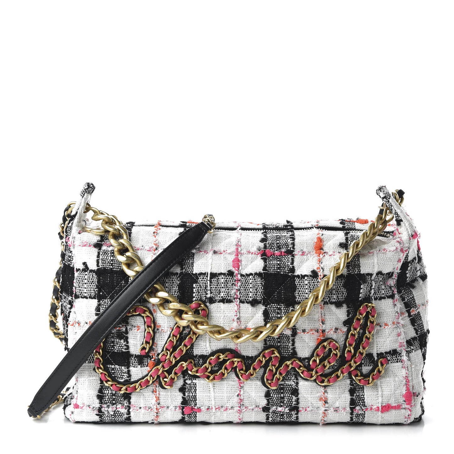 Tweed Calfskin Signe Hobo Coral White Black