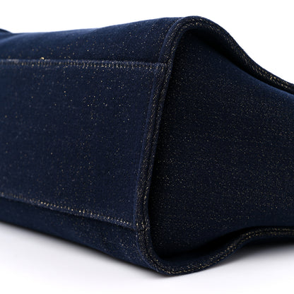 Chanel Lurex Canvas Medium Deauville Tote Navy Blue Gold 9 of 9