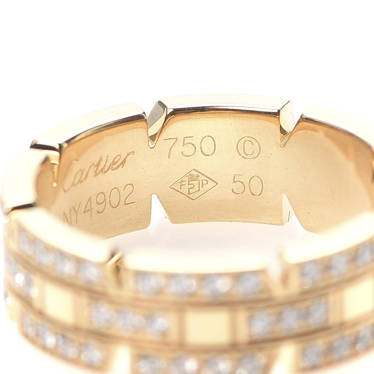 18K Yellow Gold Diamond 6mm Tank Francaise Ring 50 5.25