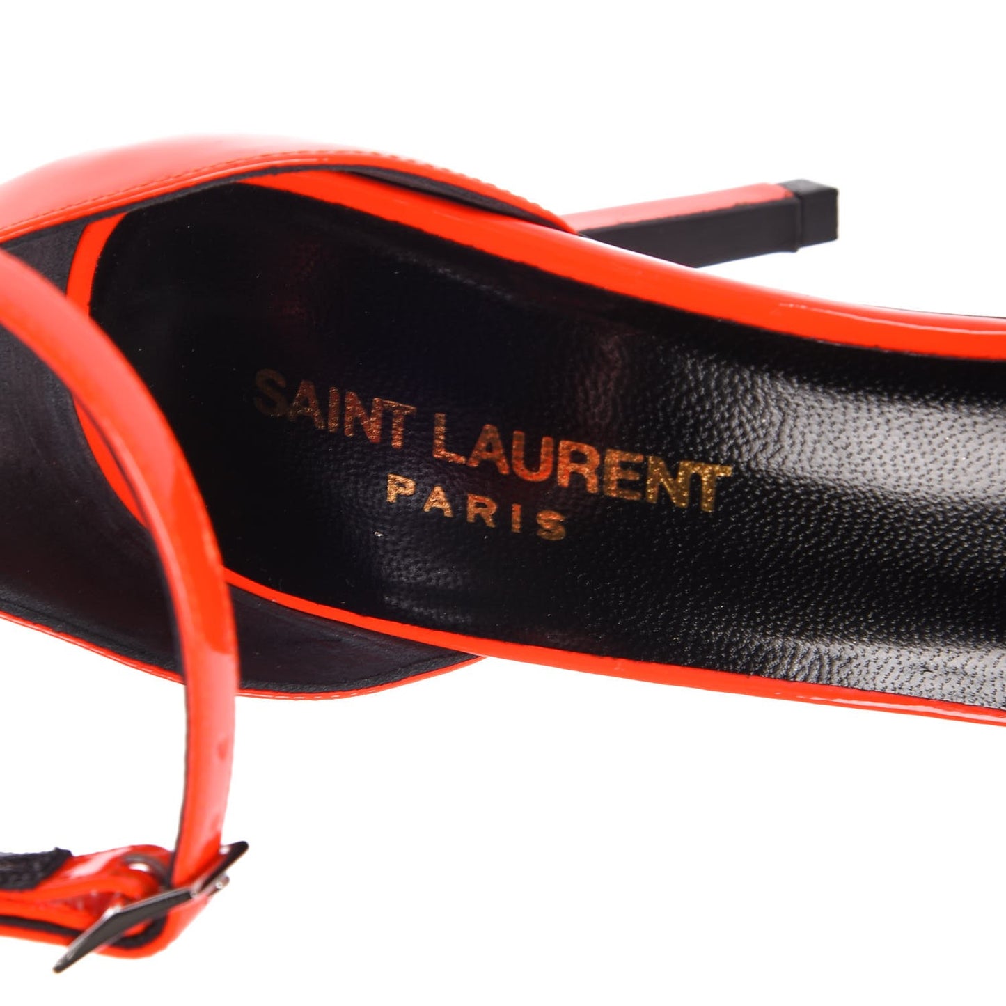 Patent Calfskin Jane 80 Ankle Strap Sandals 38.5 Orange Fluo