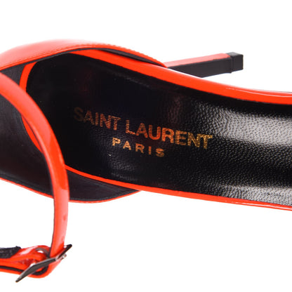 Saint Laurent Patent Calfskin Jane 80 Ankle Strap Sandals 38.5 Orange Fluo 11 of 13