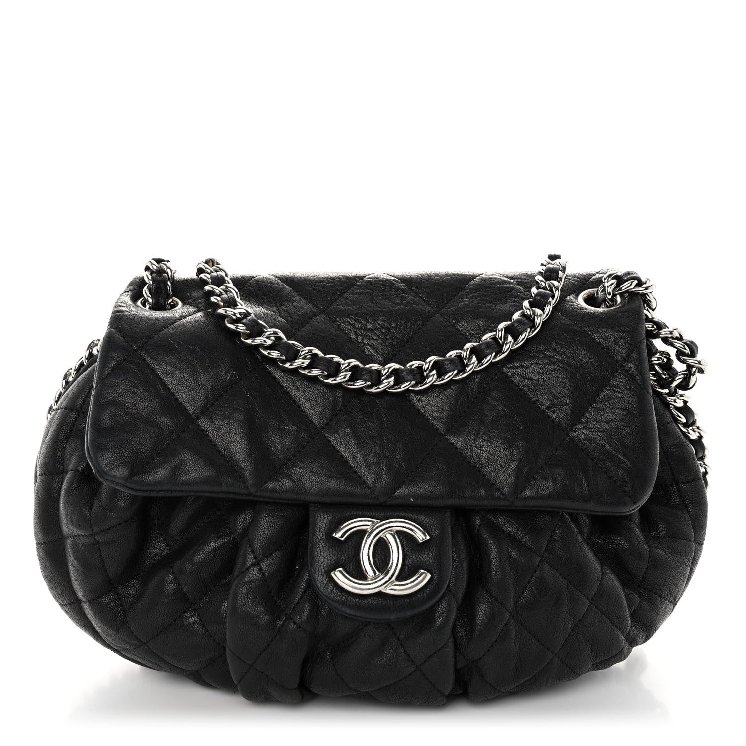 Chanel Washed Lambskin Quilted Medium Chain Around Messenger Black 1 of 11