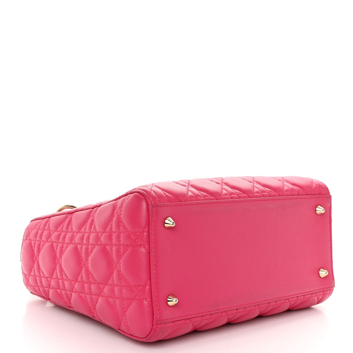 CHRISTIAN DIOR Lambskin Cannage Medium Lady Dior Fuchsia