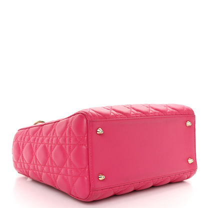 Christian Dior CHRISTIAN DIOR Lambskin Cannage Medium Lady Dior Fuchsia 4 of 10