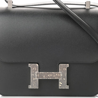 Hermes Grained Monsieur Lizard Constance 24 Black Ombre 9 of 13