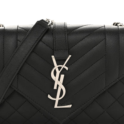 Saint Laurent Grain De Poudre Textured Mixed Matelasse Triquilt Small Monogram Satchel Black 8 of 13