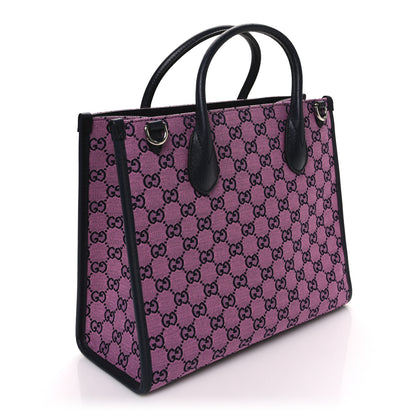 Gucci Monogram Multicolor Textured Dollar Calfskin Small Retro Interlocking G Tote Bag Pink Blue 2 of 12