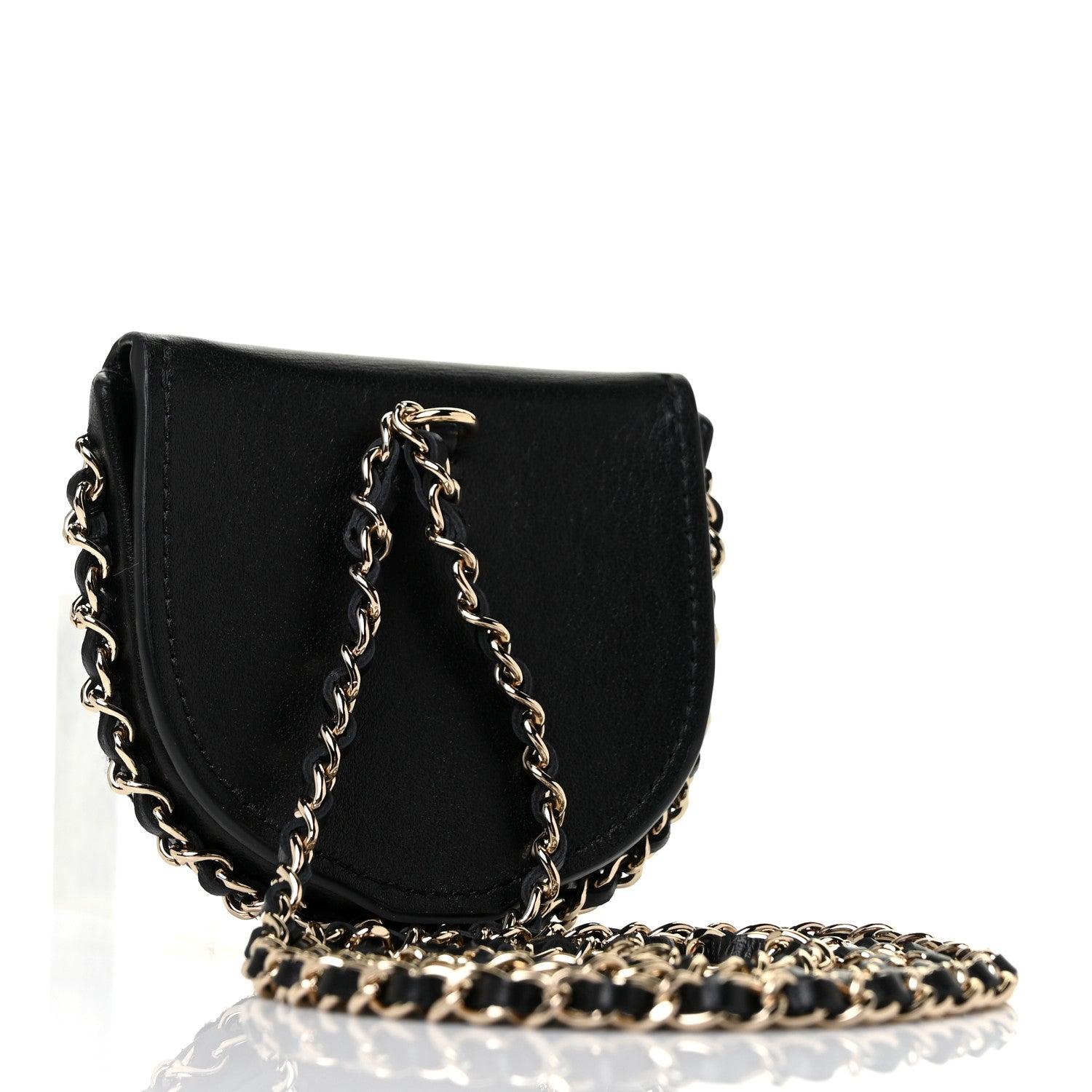 Chanel Tweed Quilted Tray Coin Purse With Chain Black 2 of 7