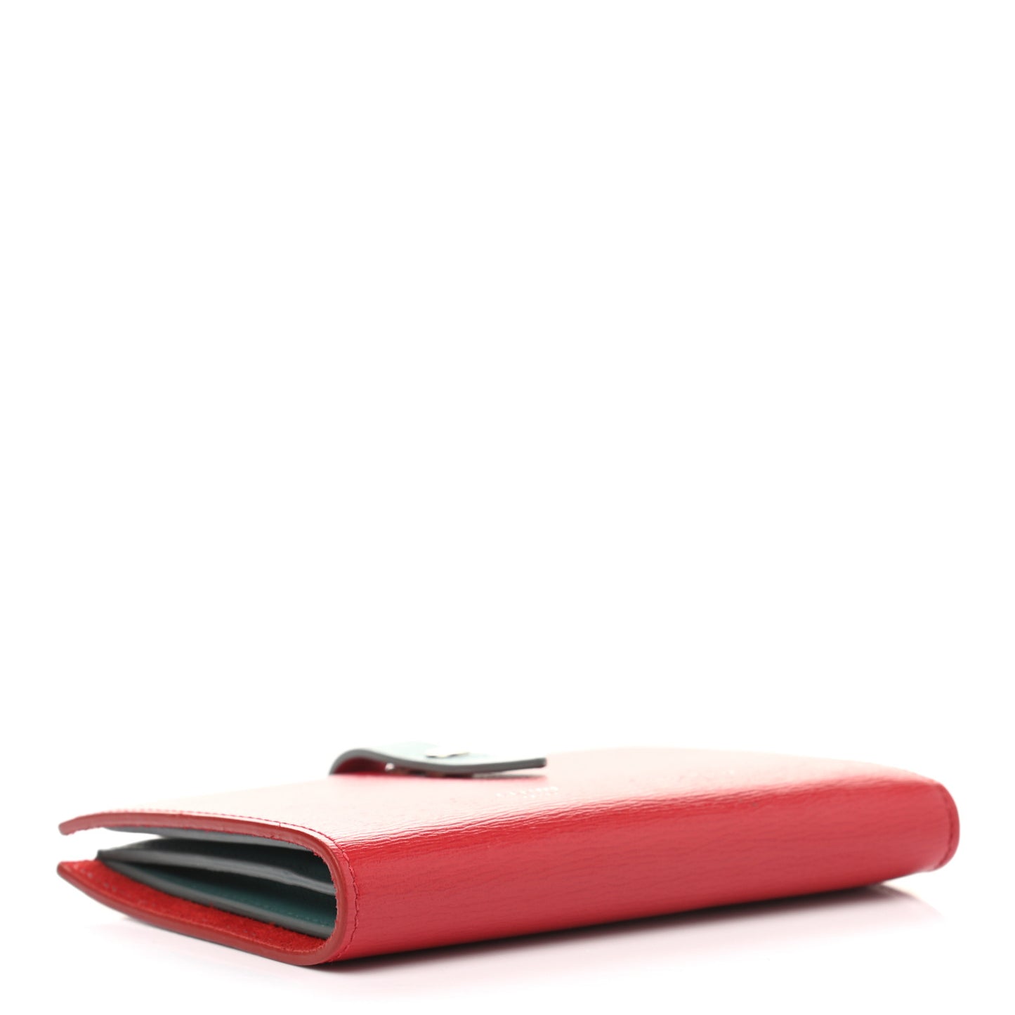 Grained Calfskin Medium Multifunction Strap Wallet Coquelicot Ocean