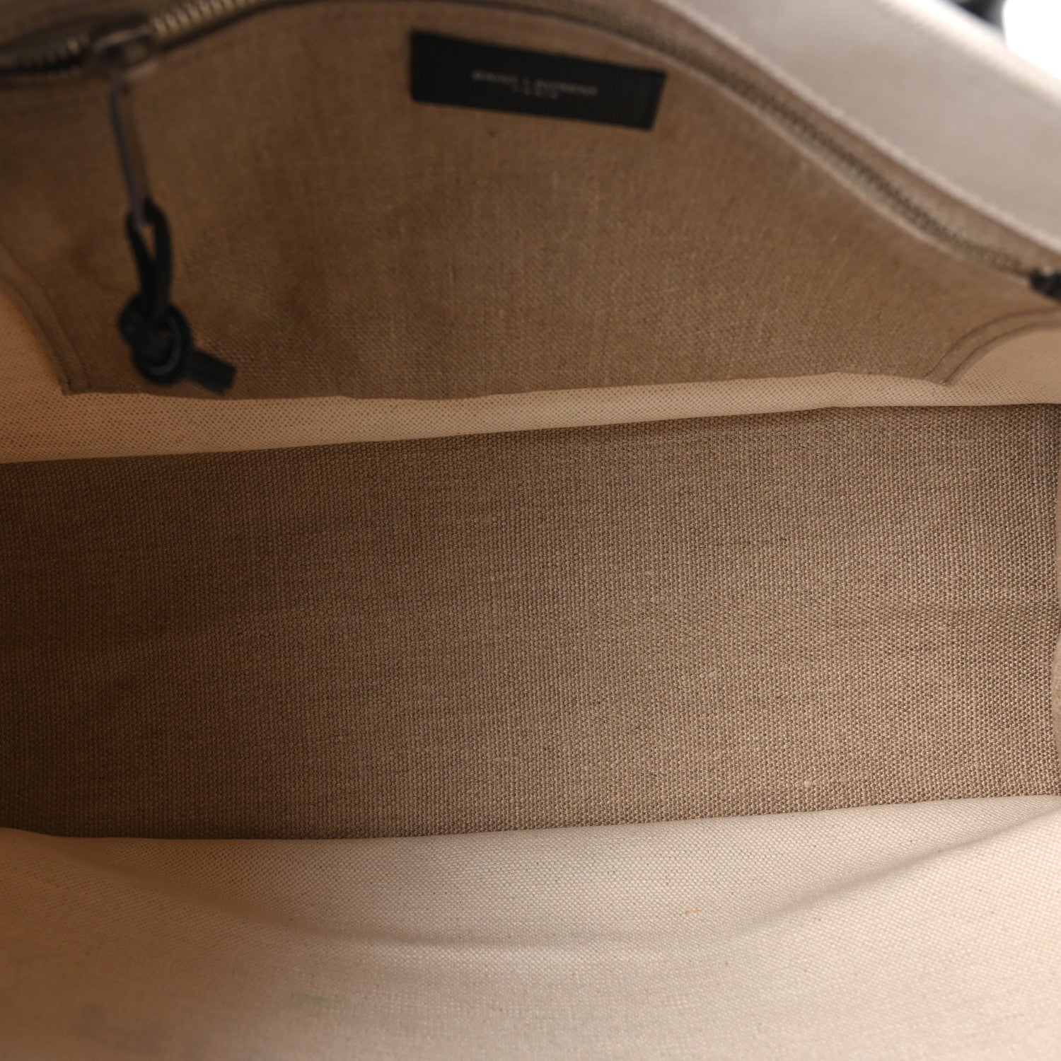Saint Laurent Linen Calfskin Small Rive Gauche Tote Greggio Natural 5 of 10