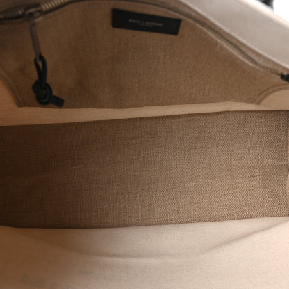 Saint Laurent Linen Calfskin Small Rive Gauche Tote Greggio Natural 5 of 10