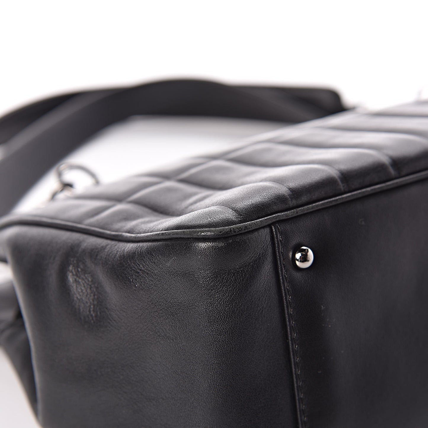 Calfskin Vertical Quilted Lax East West Shoulder Bag Black