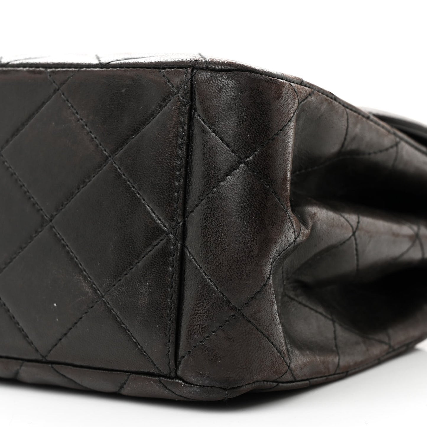Lambskin Quilted CC Flap Shoulder Bag Dark Brown