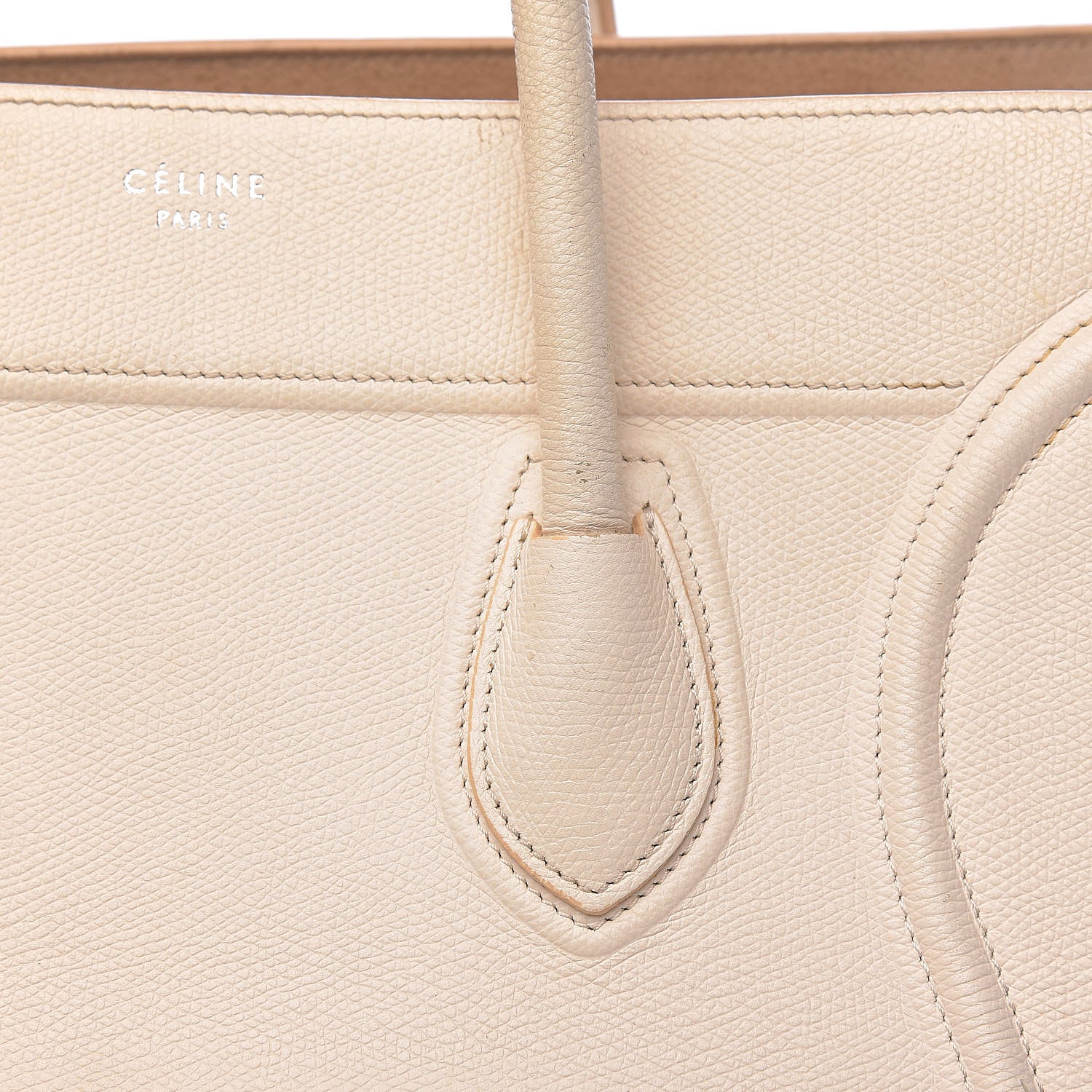 Celine Grained Calfskin Medium Phantom Luggage Cream 18 of 39