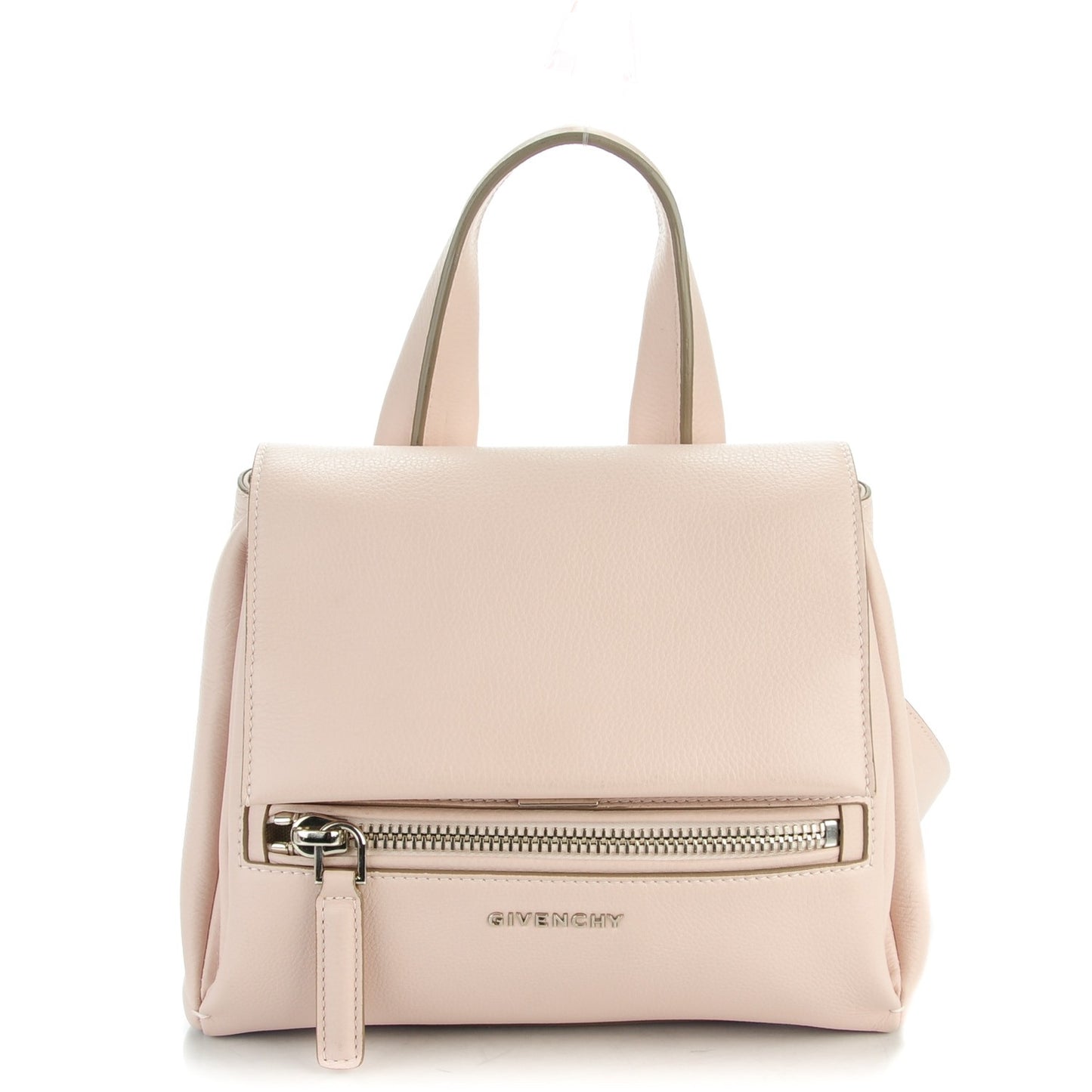 Waxy Grained Calfskin Mini Pandora Pure Flap Bag Nude Pink