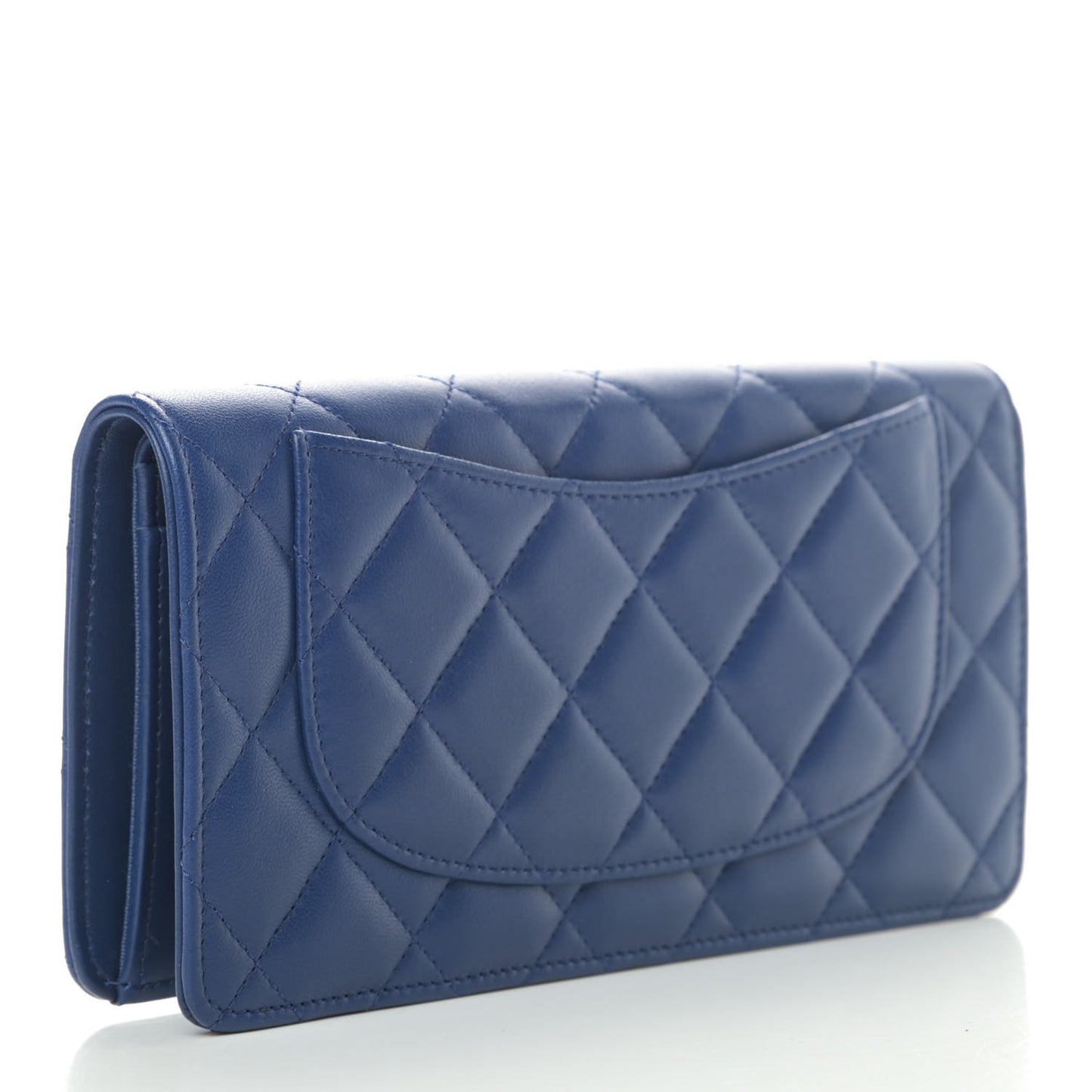 Lambskin Quilted Yen Wallet Dark Blue