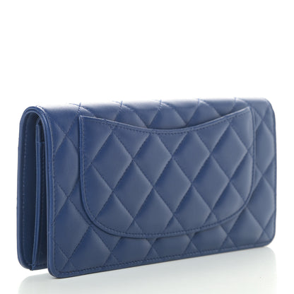 Chanel Lambskin Quilted Yen Wallet Dark Blue 2 of 5